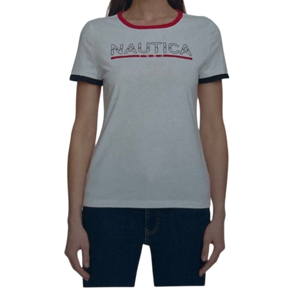 Nautica Jeans Short Sleeve Top Womens Shirt Size White X-Large